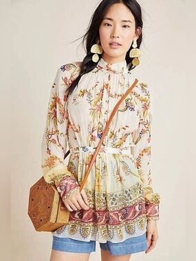 NWT Anthropologie Tanvi Mira Sheer Tunic Size Large